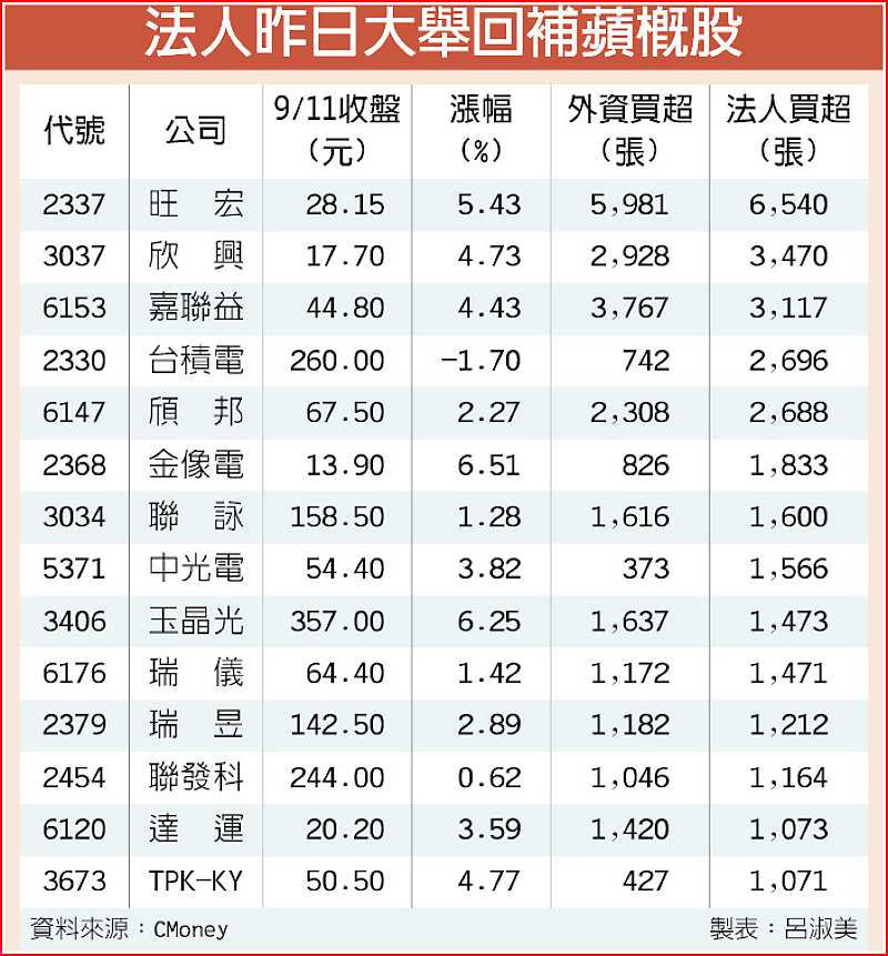 法人昨日大舉回補蘋概股 image