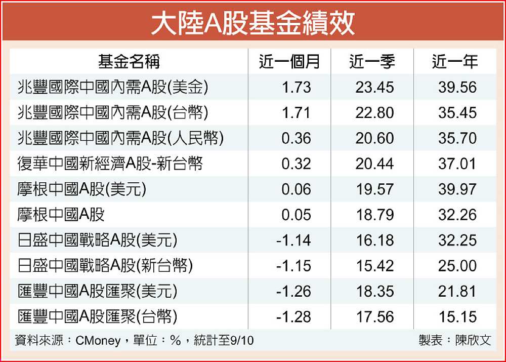 大陸A股基金績效 image