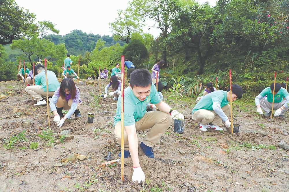 ●玉山志工參與「一生一樹 玉山植樹」活動,於植樹月親手種下台灣原生樹苗。圖/玉山金控提供 image