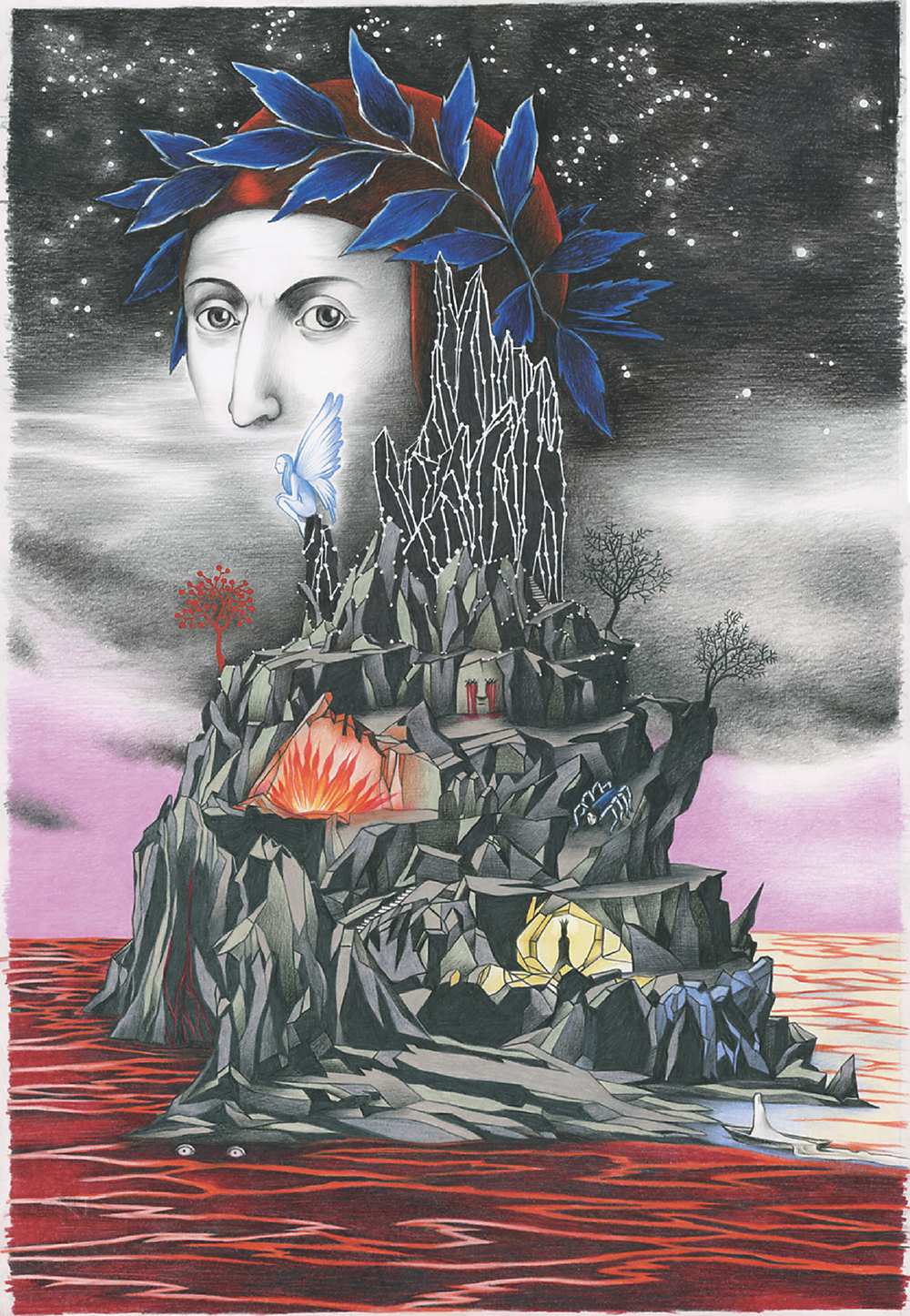 ●由義大利劇作家兼插畫家Gabriella Giandelli創作,描繪但丁鉅作-神曲中的煉獄(Purgatory),此畫作是名為Drawing Dante展覽內容的一部份,這項展覽將於台北舉行。圖/IETCPO提供 image