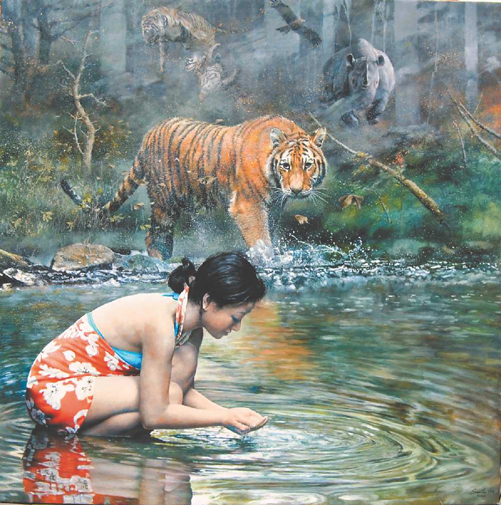 ●胡文賢2018年創作的50號作品「虎視眈眈」。圖/胡文賢提供 image